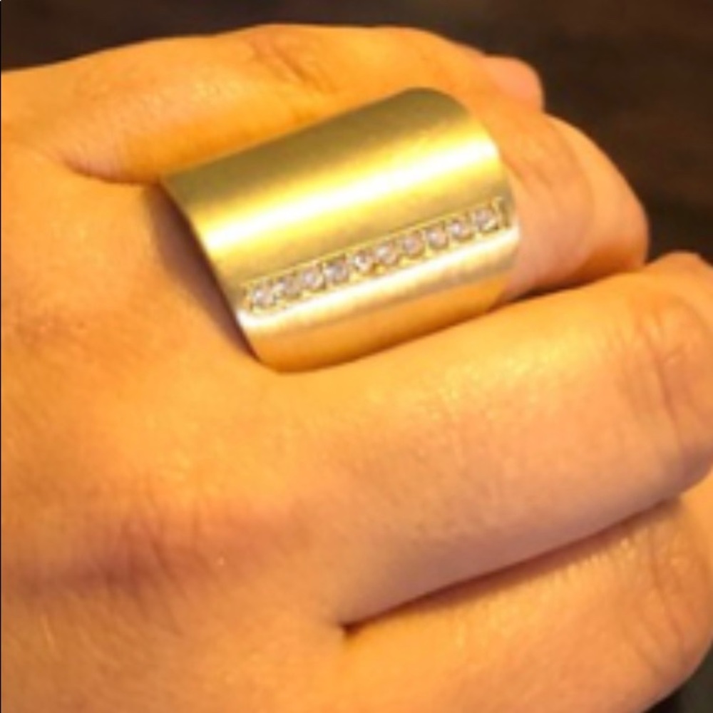 Matte finish ring with Austrian crystal accents